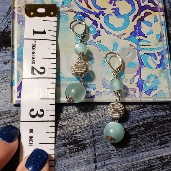 Lucky brand blue beaded dangly drop earrings new!!! - Picture 2 of 2